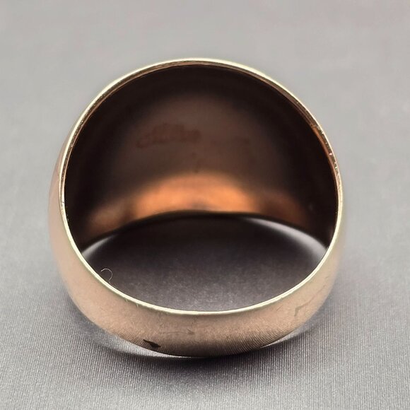 Milor Gold-Plated Sterling Silver Dome Ring Size 10 Etched Wave Texture 5.13g - Picture 3 of 10